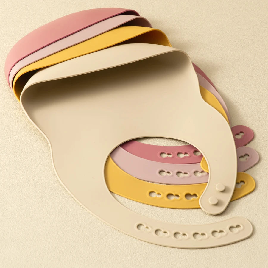Lot 2 bavoirs silicone bébé couleur unie – Sans BPA, impérméable, 0-5 ans