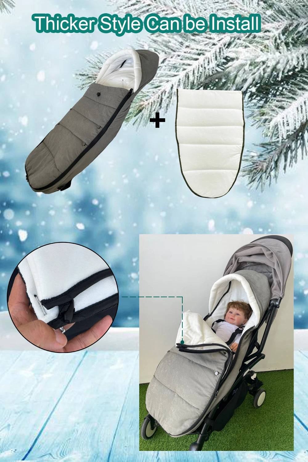 Chancelière Poussette Universelle | Compatible YOYO, Cybex & Babyzen | Hiver Imperméable