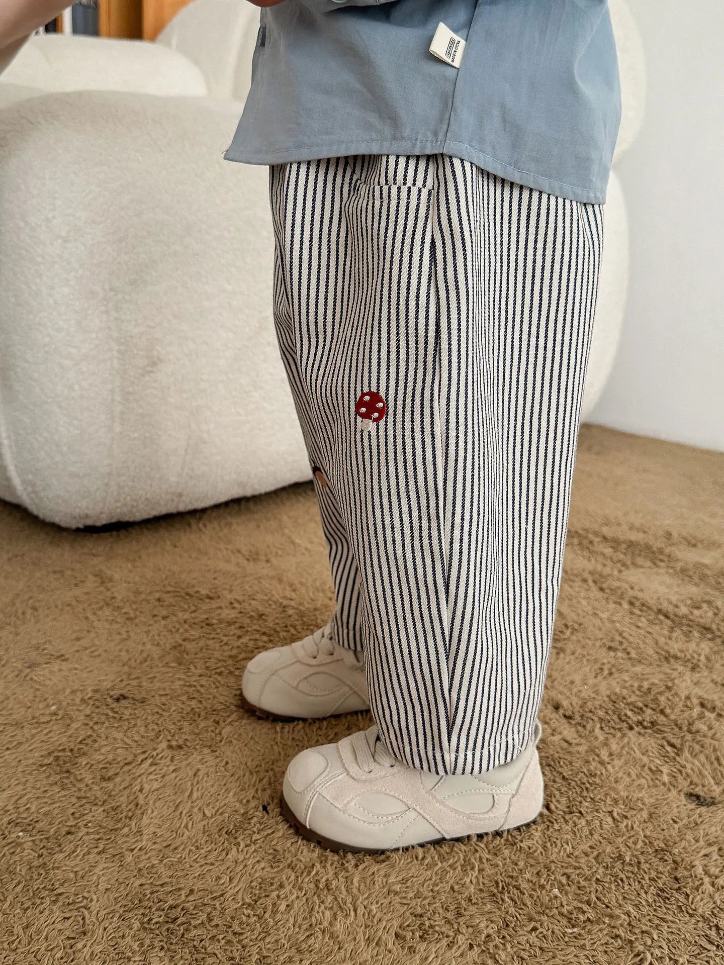 Pantalon Bébé Garçon | Jean Rayé Ample | Sarouel Coton | 1 Mois – 7 Ans