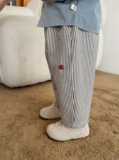 Pantalon Bébé Garçon | Jean Rayé Ample | Sarouel Coton | 1 Mois – 7 Ans