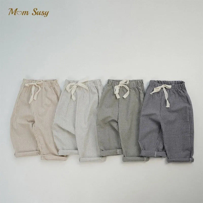 Pantalon Rayé Bébé | Coton Doux | Fille & Garçon | 12M–7 Ans