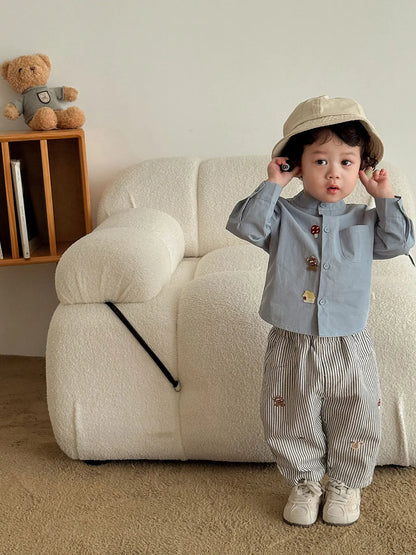 Pantalon Bébé Garçon | Jean Rayé Ample | Sarouel Coton | 1 Mois – 7 Ans