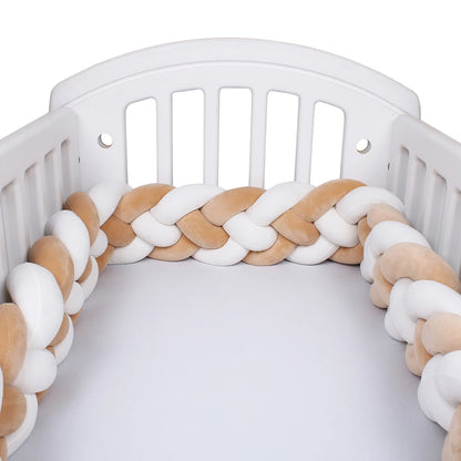 4 Strands Knotted 2.2M/3M/3.6M Baby Bed Bumper Braided Crib Bumper Cotton Knot Pillow Crib Protector Baby Decoration Room