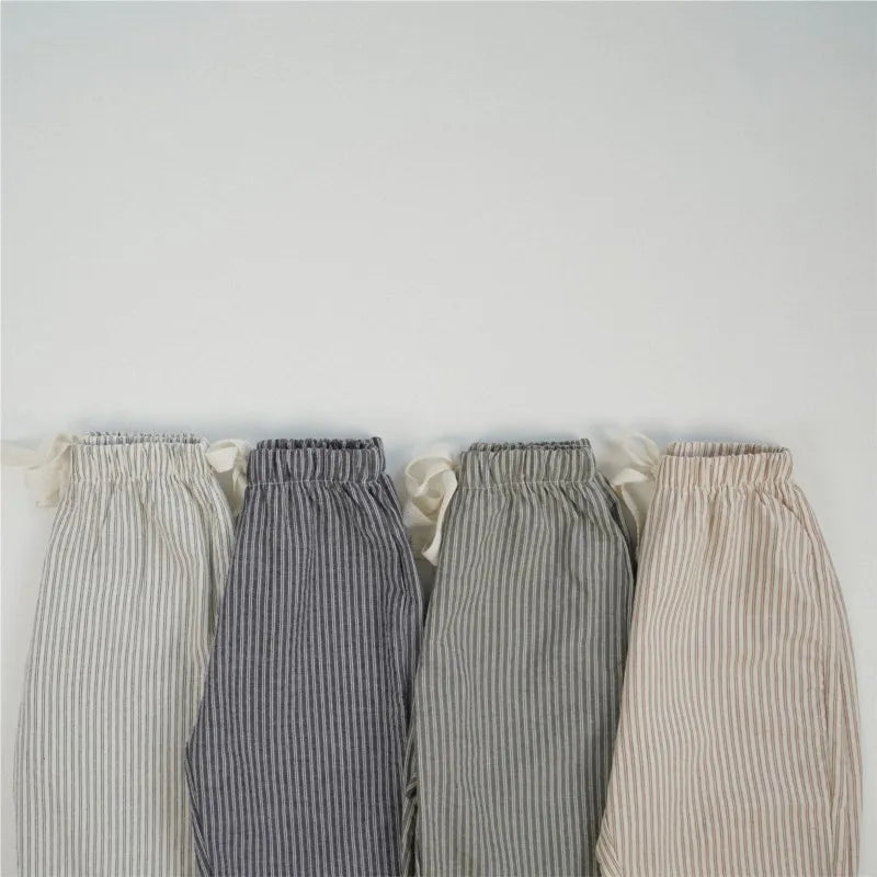 Pantalon Rayé Bébé | Coton Doux | Fille & Garçon | 12M–7 Ans
