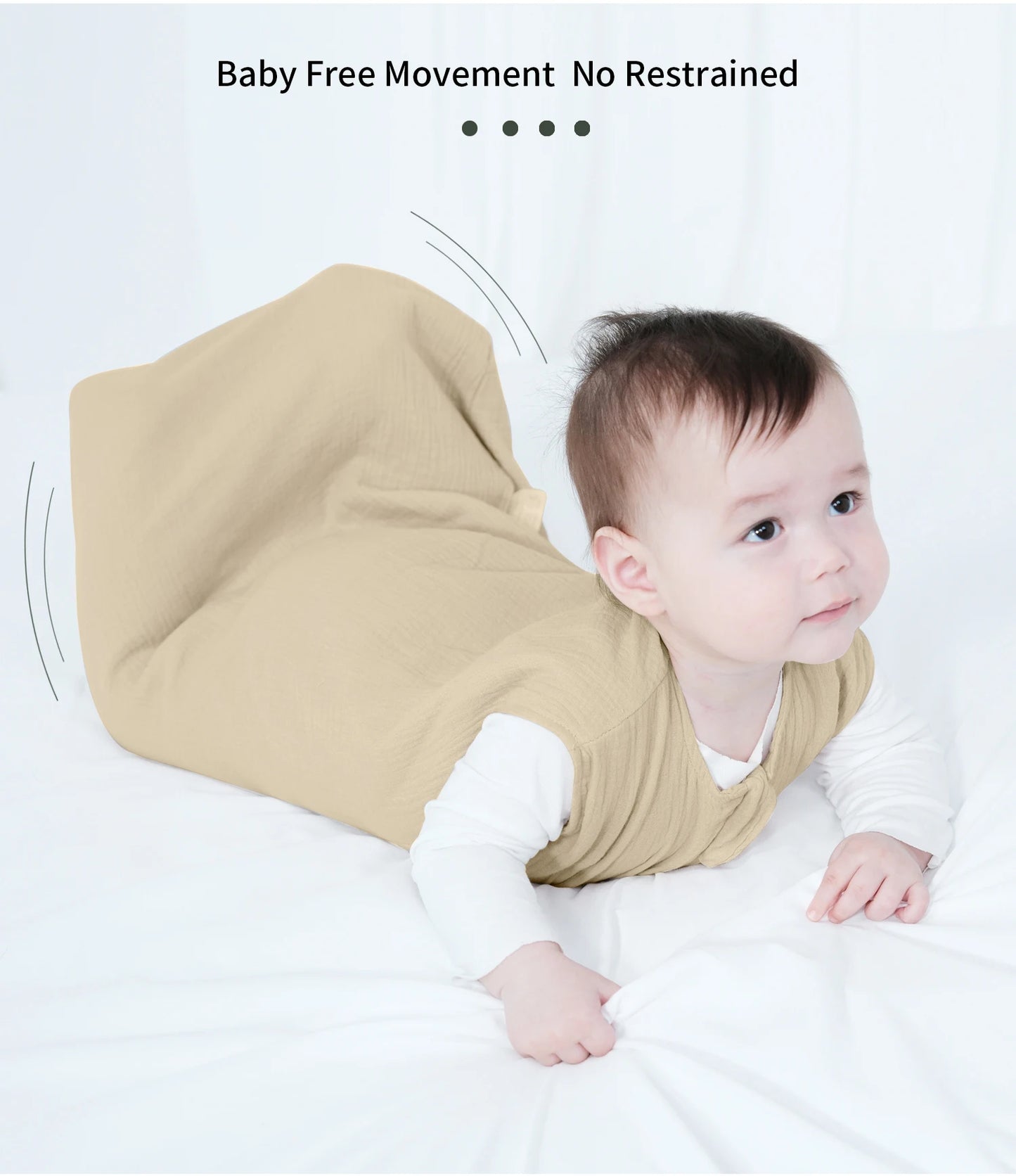 Sac de couchage été bébé – Mousseline coton léger, fermeture éclair 2 voies & change facile