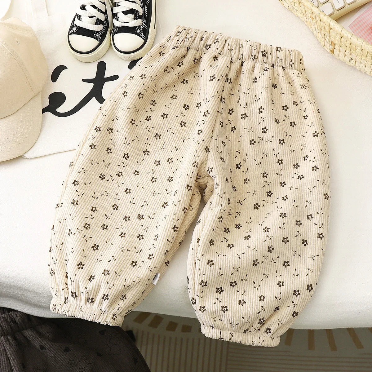 Pantalon Doublé Polaire Enfant | Motif Pois Rétro | Fille & Garçon | 12M – 9 Ans