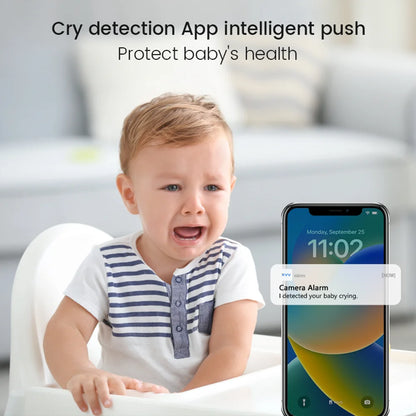 Caméra babyphone WiFi 2K 360° – Vision nocturne couleur & détection de pleurs
