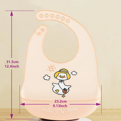 Bavoir silicone souple bébé – 7 motifs animaux mignons, impérméable, 1-3 ans