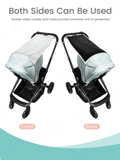 Pare-Soleil Poussette Universel | Ombrelle Anti-UV, Moustiquaire & Pluie | Double Usage