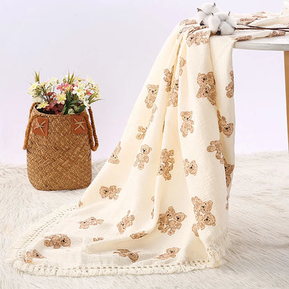 Couverture Mousseline Bébé | Emmaillotage Ours | Nouveau-Né & Été