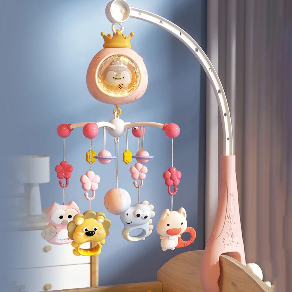 Mobile Musical Bébé Lit | Veilleuse Projecteur Télécommande | Fille Garçon