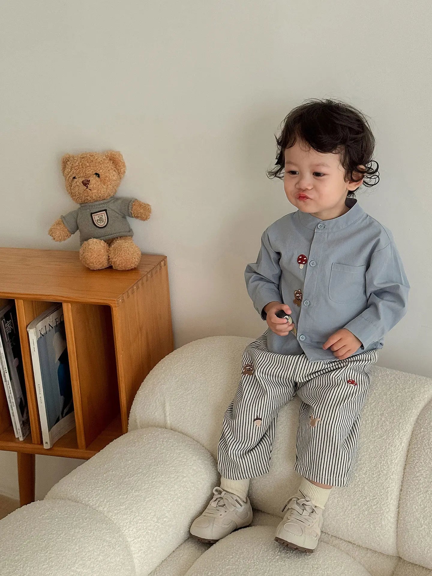 Pantalon Bébé Garçon | Jean Rayé Ample | Sarouel Coton | 1 Mois – 7 Ans