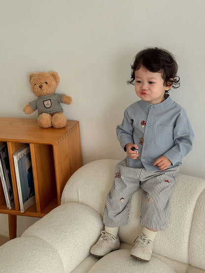 Pantalon Bébé Garçon | Jean Rayé Ample | Sarouel Coton | 1 Mois – 7 Ans