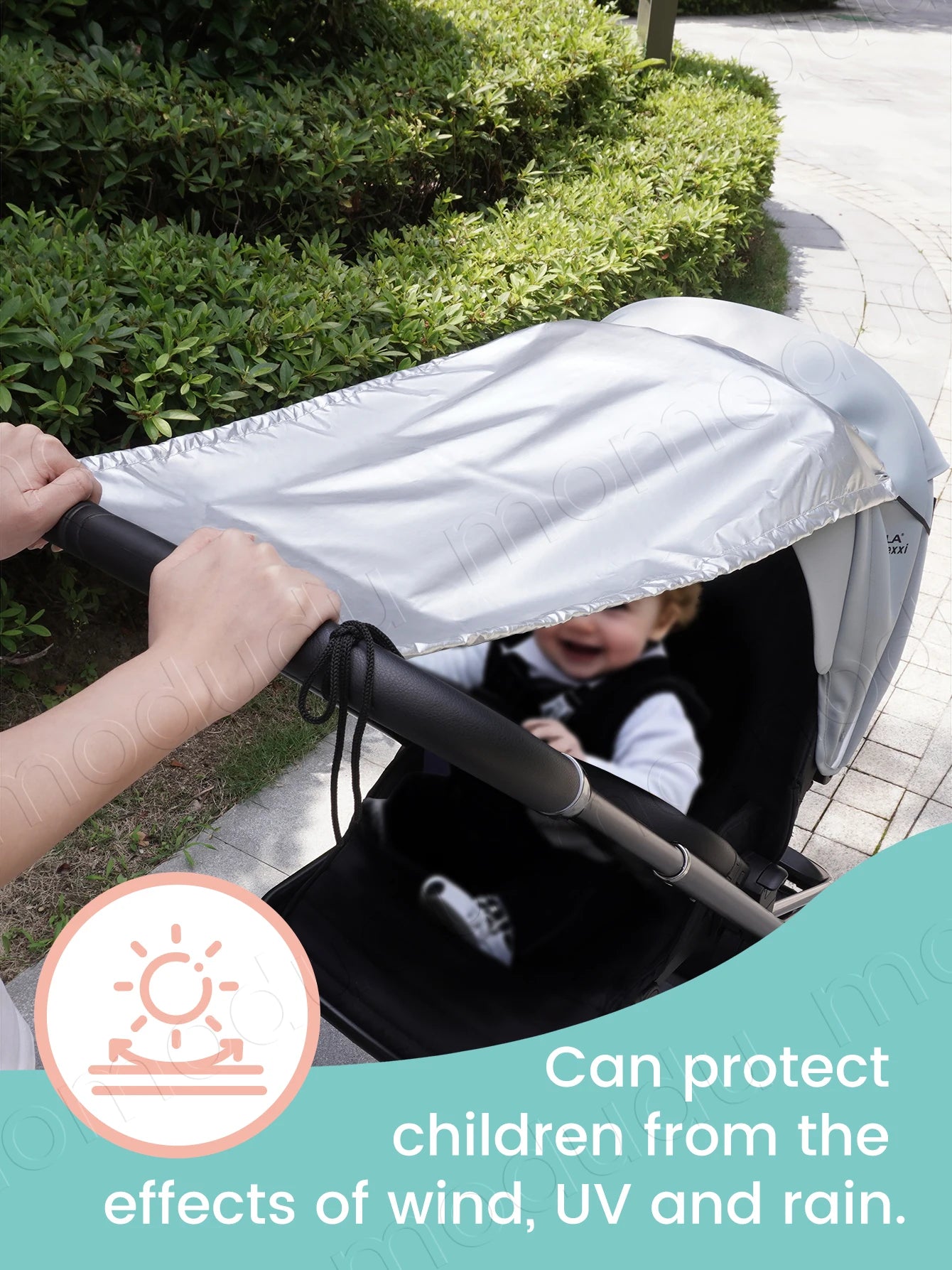 Pare-Soleil Poussette Universel | Ombrelle Anti-UV, Moustiquaire & Pluie | Double Usage