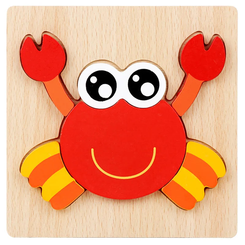 Puzzle 3D en bois – Jouet Montessori animaux pour éveil et apprentissage enfant