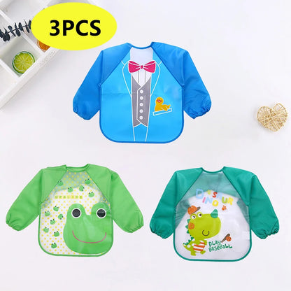 Tablier bavoir impérméable manches longues bébé – Dessin animé, poche, 0-3 ans