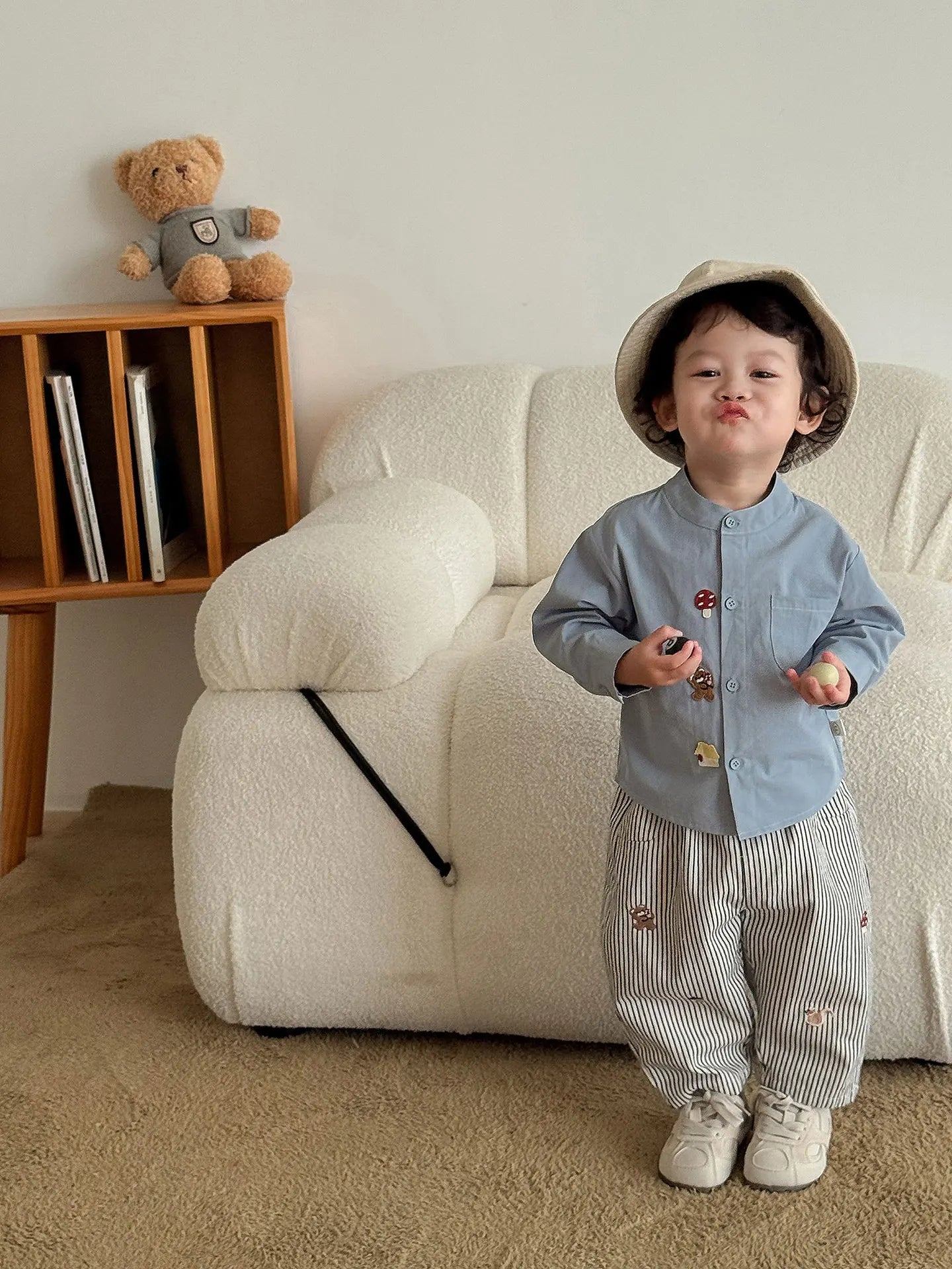 Pantalon Bébé Garçon | Jean Rayé Ample | Sarouel Coton | 1 Mois – 7 Ans
