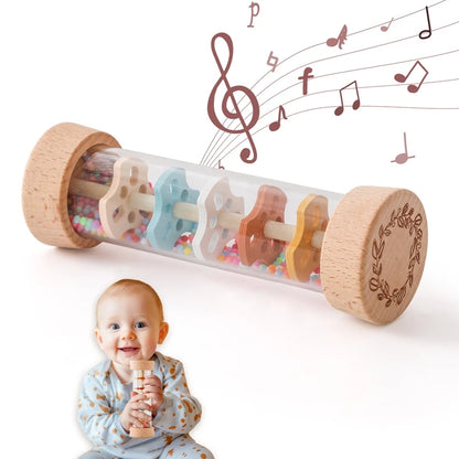 Coffret Éveil Musical Montessori Bébé | Bâton de Pluie, Sablier Arc-en-Ciel & Hochet | 0-12 Mois