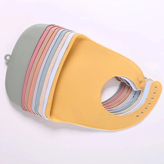 Bavoir silicone bébé 9 coloris – Impérméable, facile à nettoyer, sans BPA