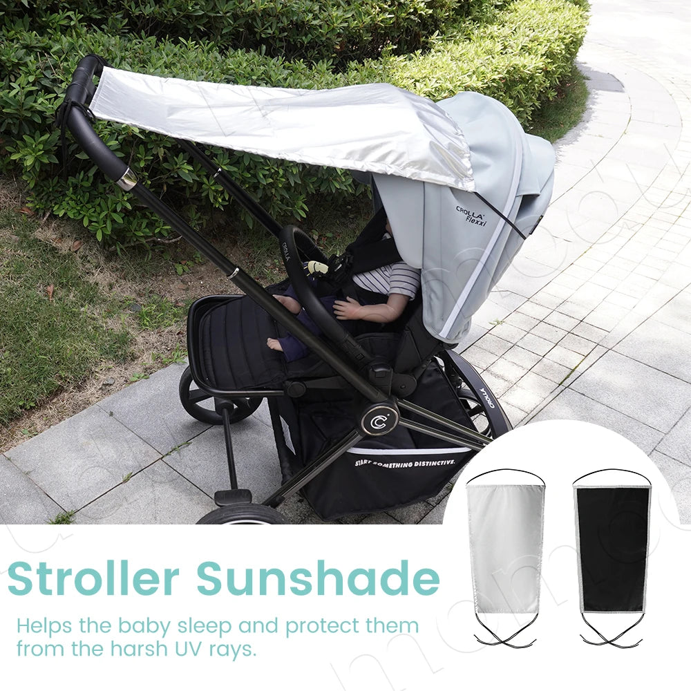 Pare-Soleil Poussette Universel | Ombrelle Anti-UV, Moustiquaire & Pluie | Double Usage