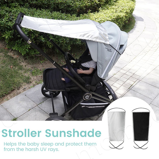 Pare-Soleil Poussette Universel | Ombrelle Anti-UV, Moustiquaire & Pluie | Double Usage