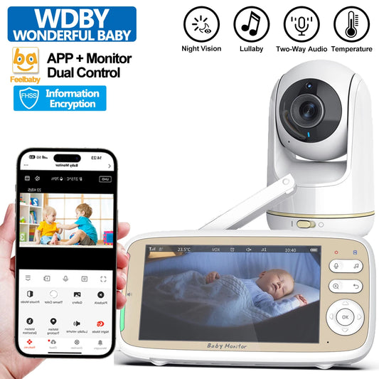 Babyphone vidéo 5" PTZ zoom 3x WiFi – Audio bidirectionnel & vision nocturne