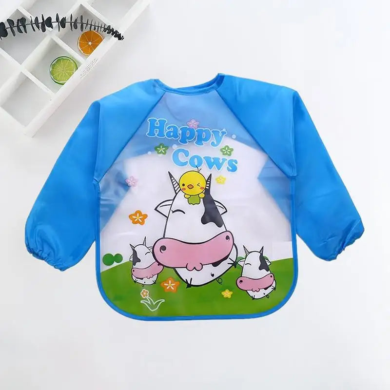 Tablier bavoir impérméable manches longues bébé – Dessin animé, poche, 0-3 ans