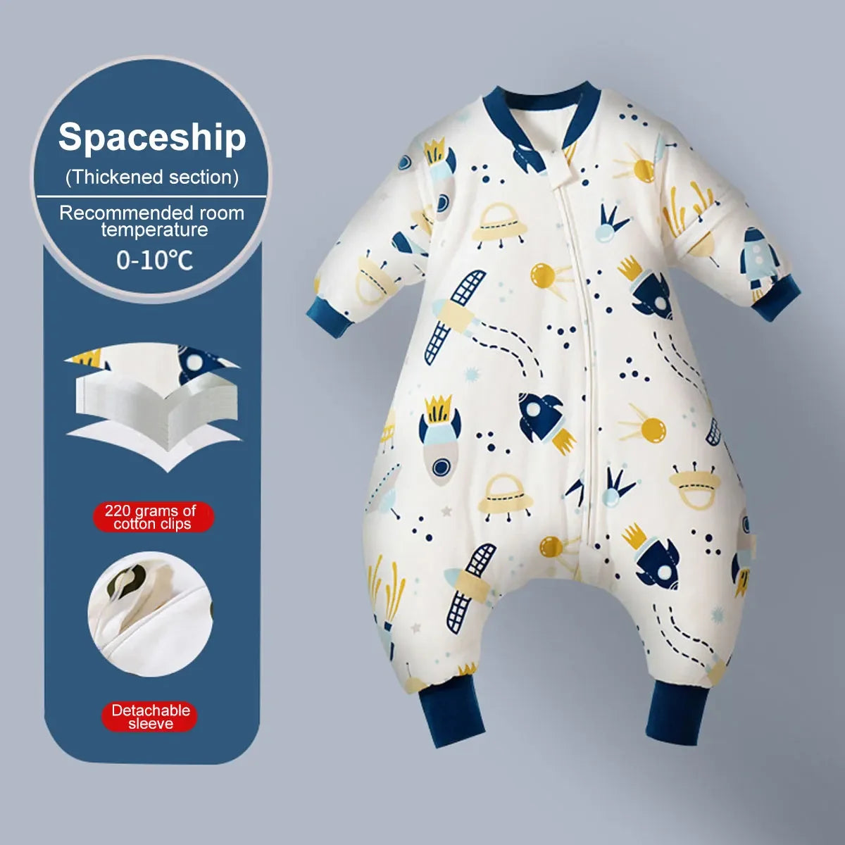 Sac de couchage hiver enfant avec pieds – Motifs animaux & espace, chaud, 1-4 ans