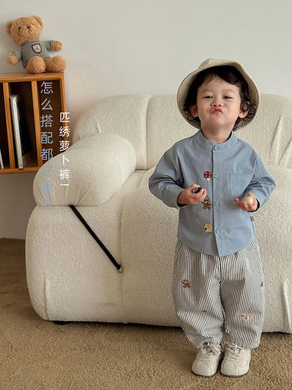 Pantalon Bébé Garçon | Jean Rayé Ample | Sarouel Coton | 1 Mois – 7 Ans
