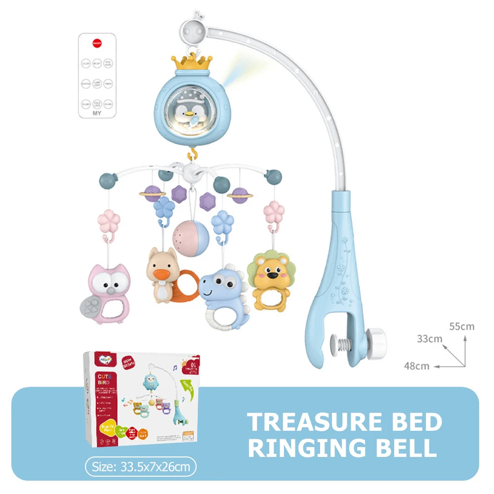 Mobile Musical Bébé Lit | Veilleuse Projecteur Télécommande | Fille Garçon