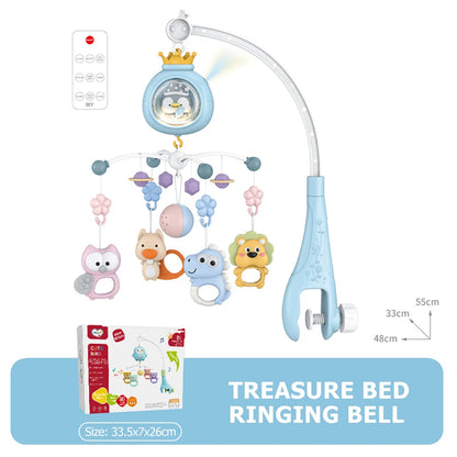 Mobile Musical Bébé Lit | Veilleuse Projecteur Télécommande | Fille Garçon