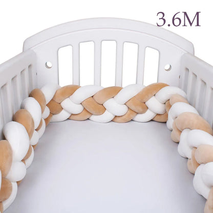4 Strands Knotted 2.2M/3M/3.6M Baby Bed Bumper Braided Crib Bumper Cotton Knot Pillow Crib Protector Baby Decoration Room
