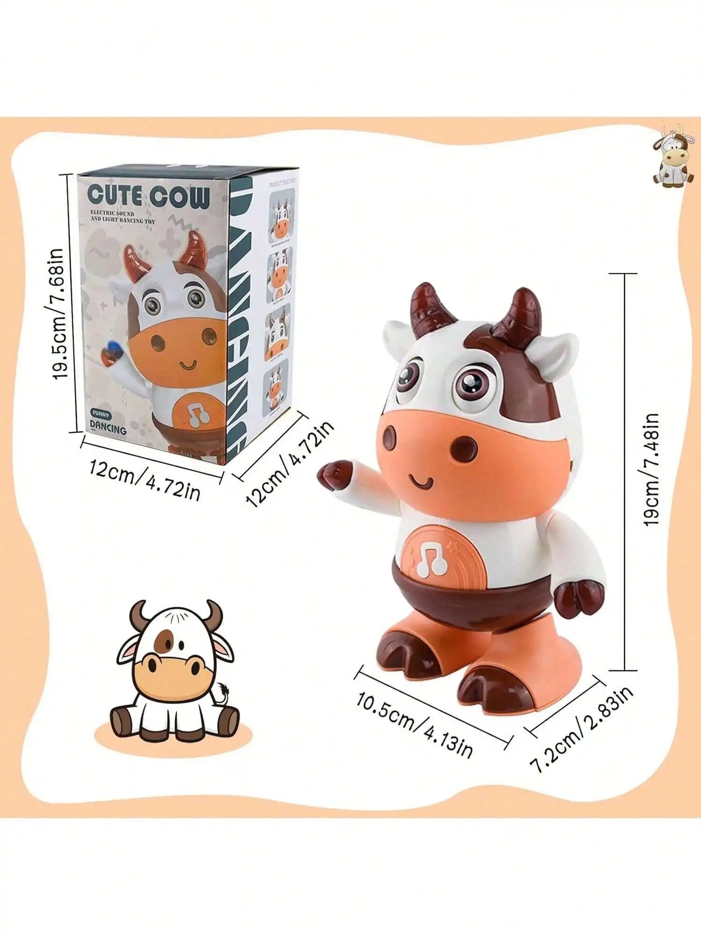 Peluche Vache Dansante Bébé | Qui Danse et Chante | Jouet Musical Interactif