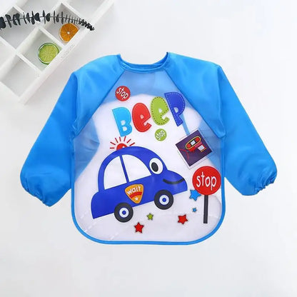Tablier bavoir impérméable manches longues bébé – Dessin animé, poche, 0-3 ans