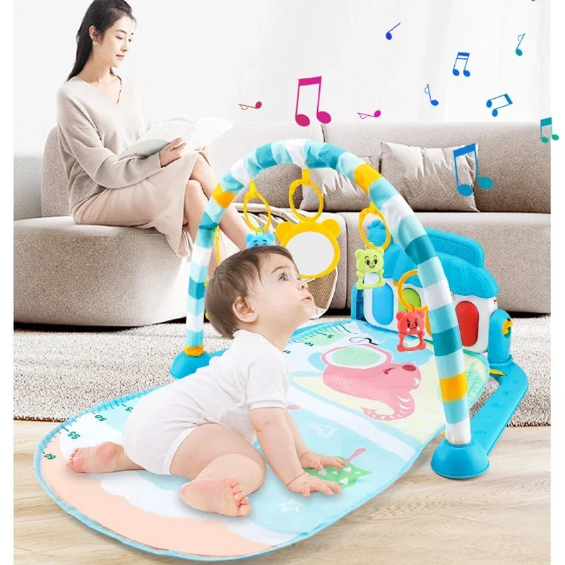 Tapis musical bébé – Tapis d’éveil interactif avec piano et arche de jeu