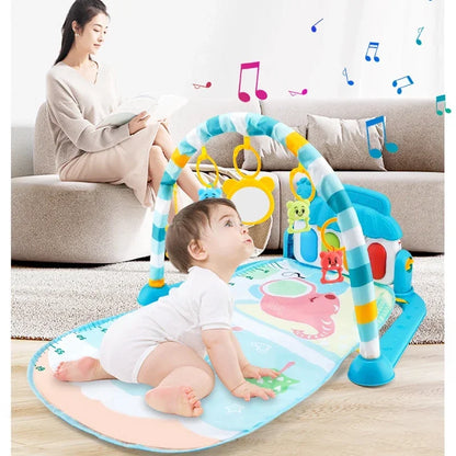 Tapis musical bébé – Tapis d’éveil interactif avec piano et arche de jeu