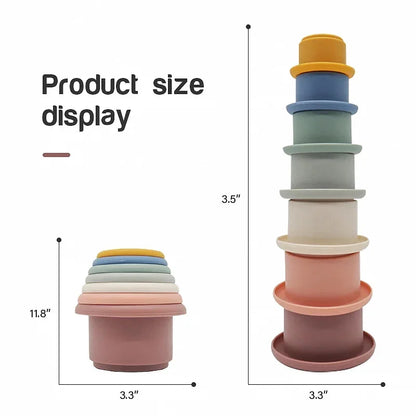 Jouets Empilables Tasses Montessori Bébé 0-12 mois | Jeu de Bain & Éveil | Cadeau Noël
