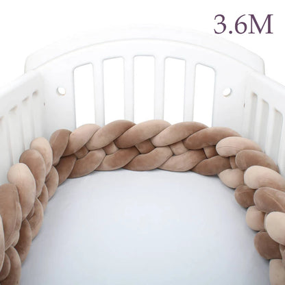 4 Strands Knotted 2.2M/3M/3.6M Baby Bed Bumper Braided Crib Bumper Cotton Knot Pillow Crib Protector Baby Decoration Room