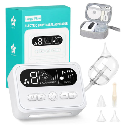 Aspirateur nasal bébé électrique premium – Musique intégrée, veilleuse & 9 niveaux d'aspiration