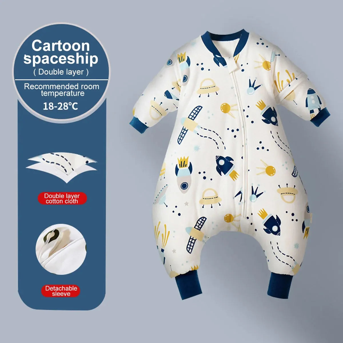 Sac de couchage hiver enfant avec pieds – Motifs animaux & espace, chaud, 1-4 ans