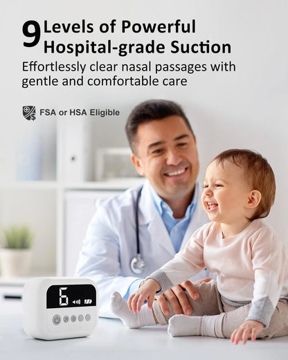 Aspirateur nasal bébé électrique premium – Musique intégrée, veilleuse & 9 niveaux d'aspiration