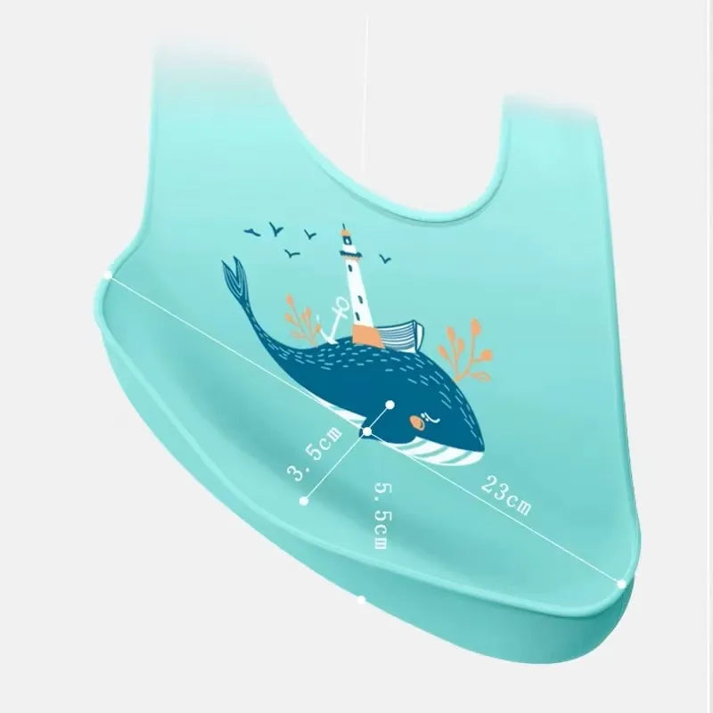 Bavoir silicone bébé impérméable réglable – 5 motifs animaux, sans BPA, 1-3 ans