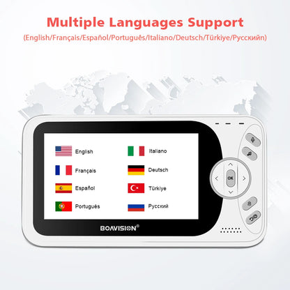 Babyphone vidéo sans WiFi PTZ 4,3" – Audio bidirectionnel, vision nocturne, longue portée
