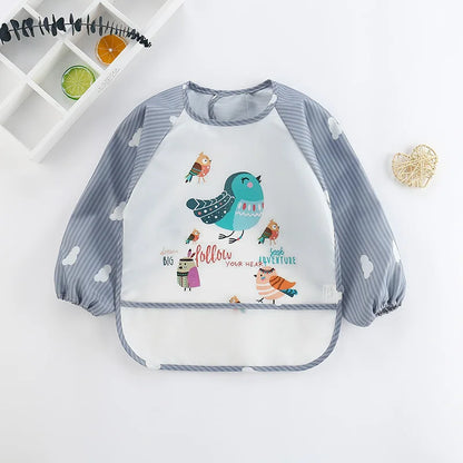 Tablier bavoir impérméable manches longues bébé – Dessin animé, poche, 0-3 ans