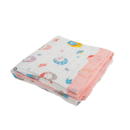 Couverture Gaze Coton Bébé 6 Couches | Lange Mousseline Emmaillotage | Motifs Animaux