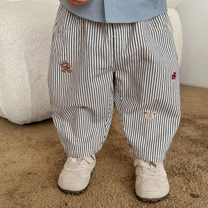 Pantalon Bébé Garçon | Jean Rayé Ample | Sarouel Coton | 1 Mois – 7 Ans