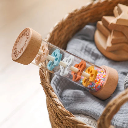 Coffret Éveil Musical Montessori Bébé | Bâton de Pluie, Sablier Arc-en-Ciel & Hochet | 0-12 Mois
