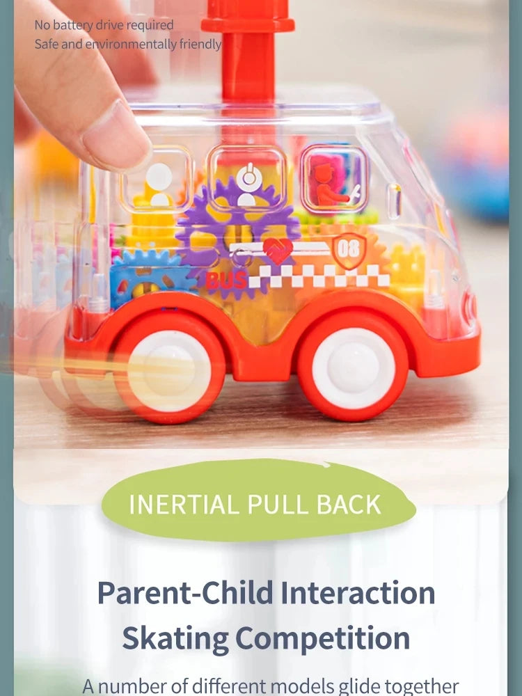Voiture Friction Enfant Transparente | Engrenages Visibles | Cadeau 2-6 Ans