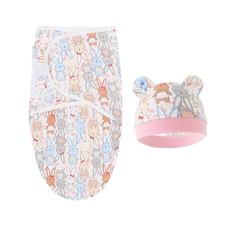 Ensemble emmaillotage bonnet nouveau-né – 100% coton, motifs dessin animé, 0-6 mois