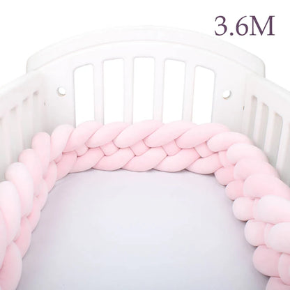 4 Strands Knotted 2.2M/3M/3.6M Baby Bed Bumper Braided Crib Bumper Cotton Knot Pillow Crib Protector Baby Decoration Room